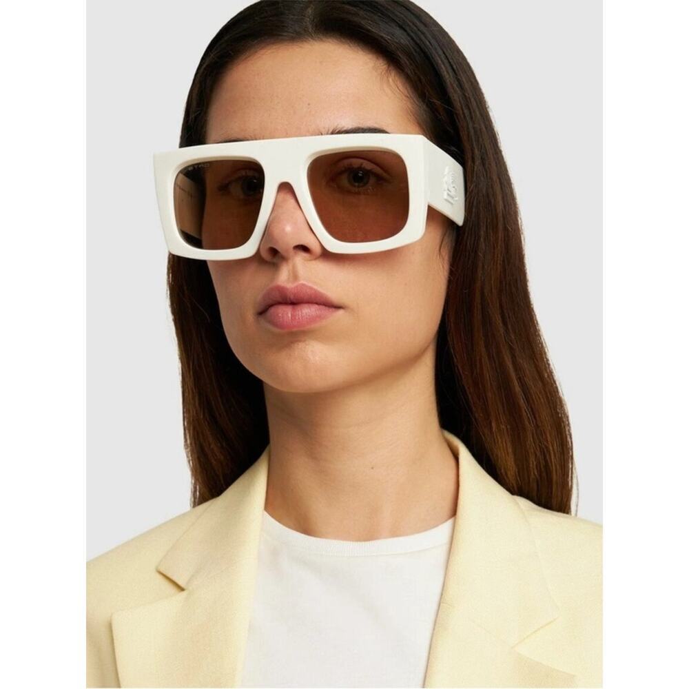 New Etro ETROSCREEN 0SZJ70 White Oversized Square Sunglasses Brown Lenses